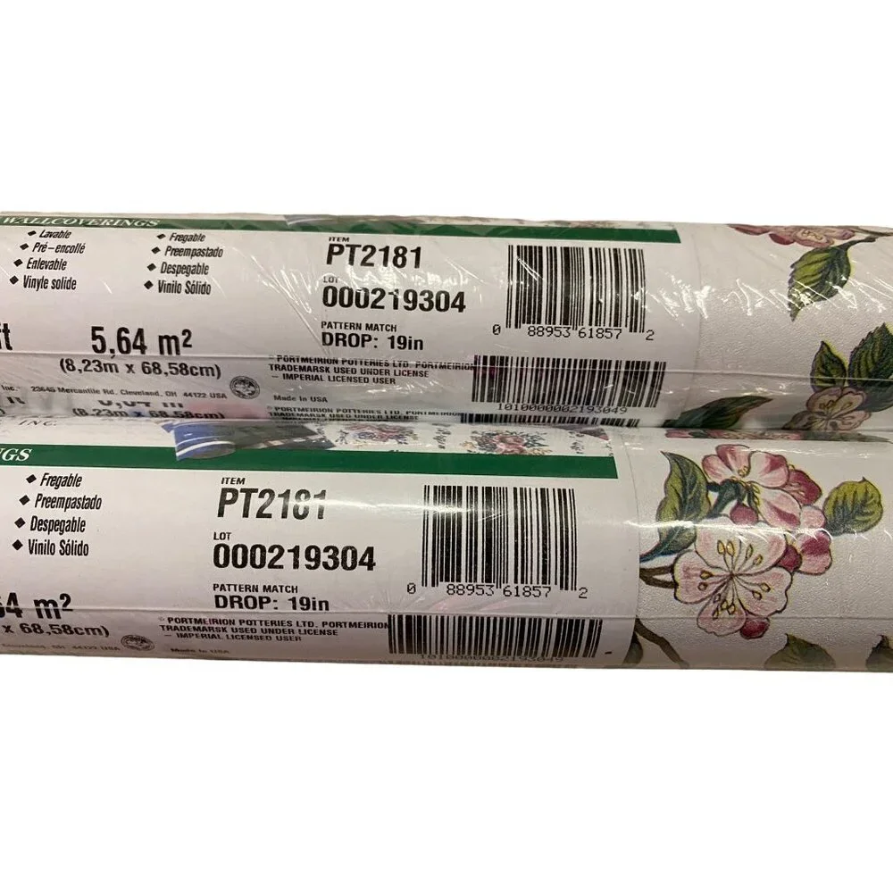 Imperial Wallpaper Rolls Set of 2 NEW Sealed Floral Vinyl